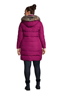 LianXiYou Womens Faux Fur Trim Hood Mid Long Plus-Size Parkas Anroaks Long Coats 