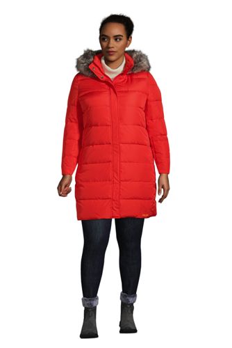 Direkte barndom Sovesal Women's Plus Size 600 Down Winter Long Coat with Hood | Lands' End