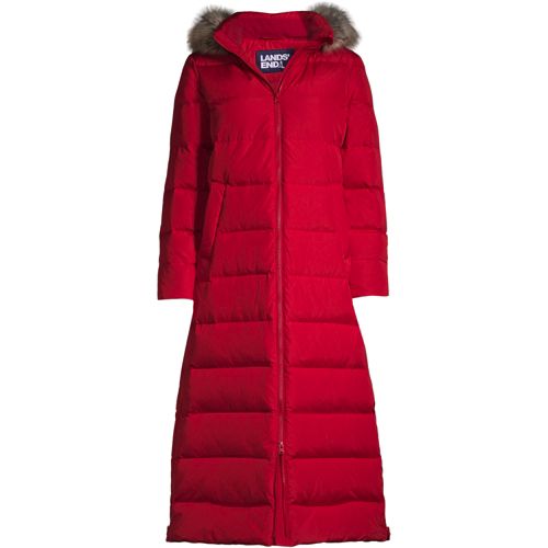 Lands End Womens Expedition Winter Maxi Long Down Coat with Hood 