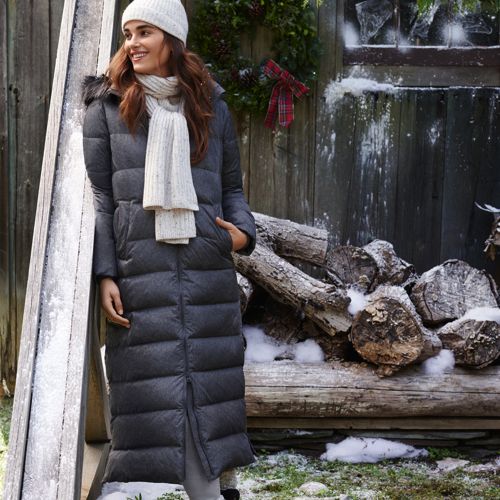 Long quilted womens coat on sale uk