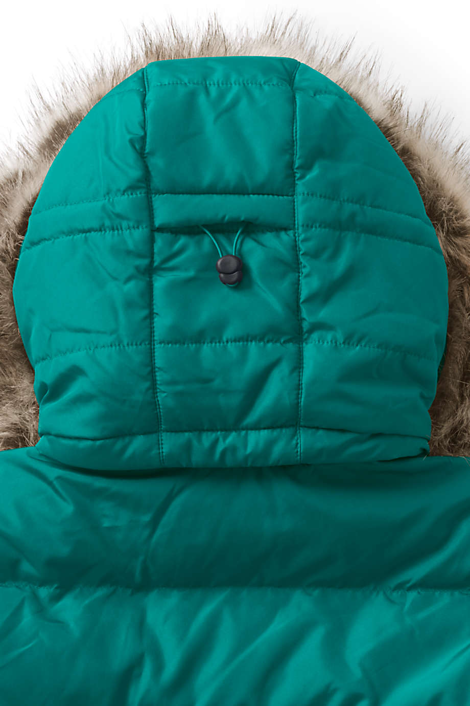 Lands' End Women's Plus Size Winter Long Down Coat with Faux Fur Hood