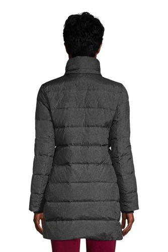 lands end women's winter long down coat with faux fur hood