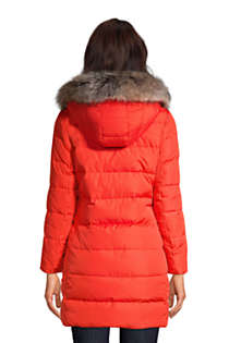 Lands End Womens Plus Size Winter Long Down Coat with Faux Fur Hood