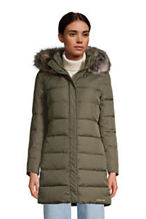 JSY Womens Faux Fur Hoodie Winter Warm Outdoor Quilted Down Parka Coat