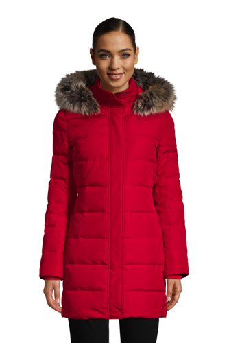 lands end faux fur hooded down winter coat