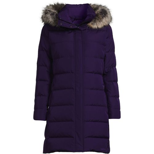 Lands end women's winter long outlet down coat with faux fur hood