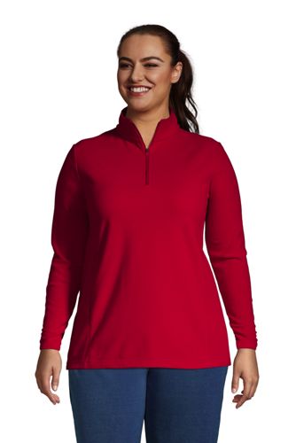 Women S Plus Size Quarter Zip Fleece Pullover Top Lands End
