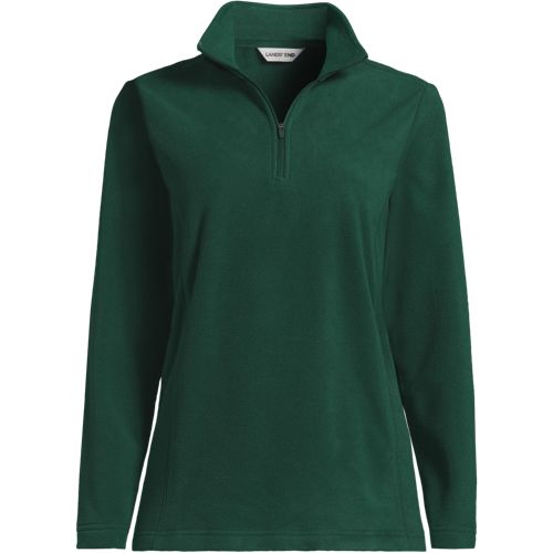 Anyweather Quarter Zip Fleece Top, Women, size: S, regular, Green, Polyester, by Lands' End