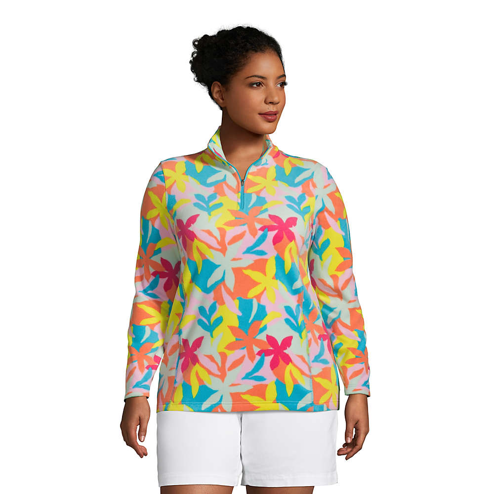 Women's Plus Size Fleece Quarter Zip Pullover Print, Front