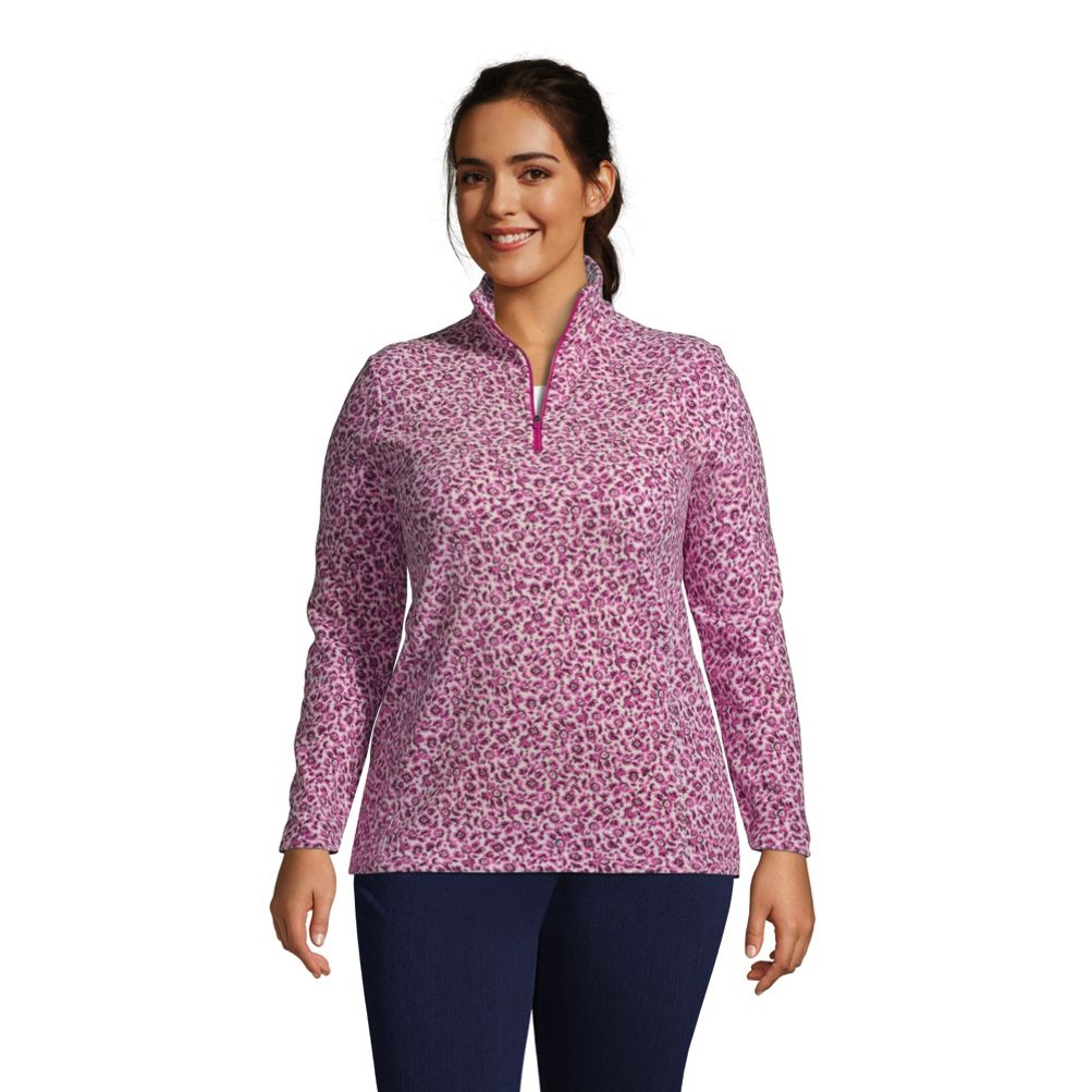 Women's Plus Size Fleece Quarter Zip Pullover Print