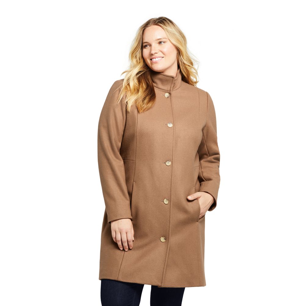 Plus Size Petite Fit and Flare Wool Coat | Lands' End