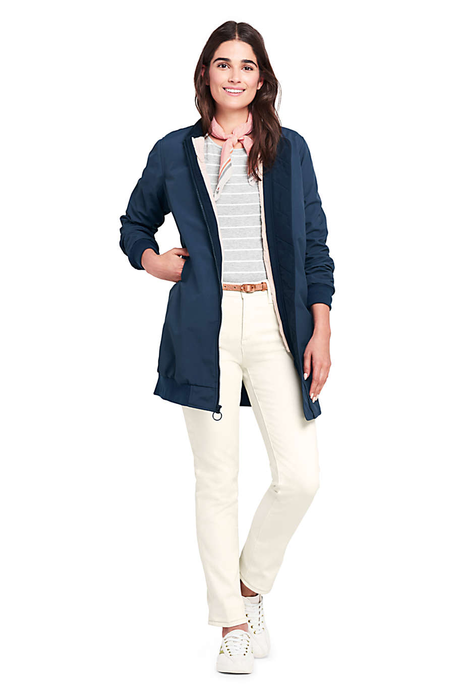 Lands' End Women's 3 in 1 Bomber Long Squall Coat