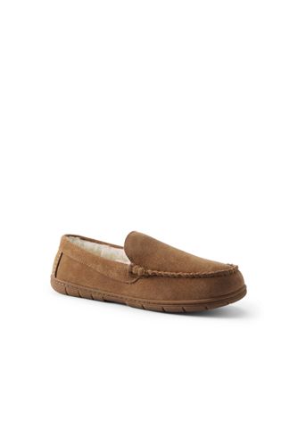 mens tan moccasin slippers