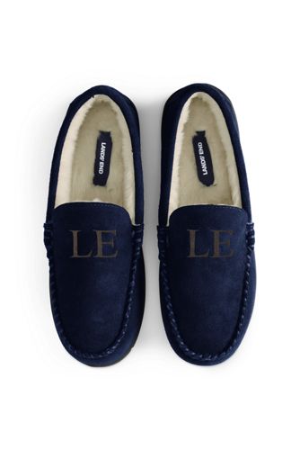 mens blue moccasin slippers