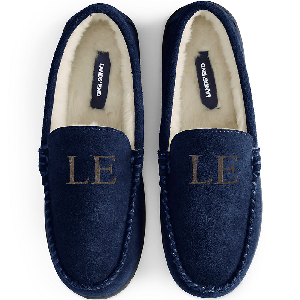 Men's Suede Leather Moccasin Slippers | Lands' End