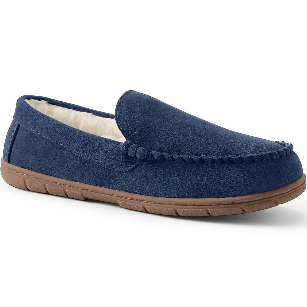 Men's Suede Leather Moccasin Slippers, Front
