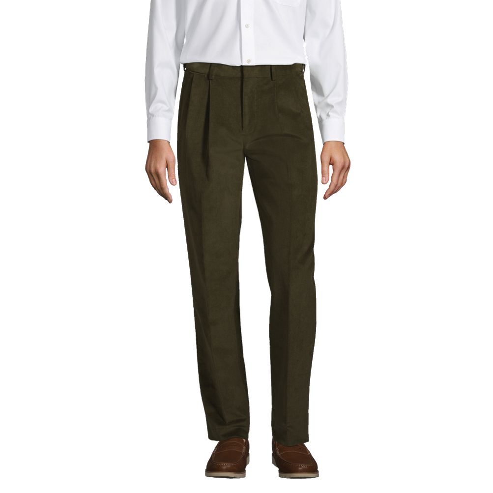 Men's Comfort Waist Pleated Comfort-First Corduroy Dress Pants