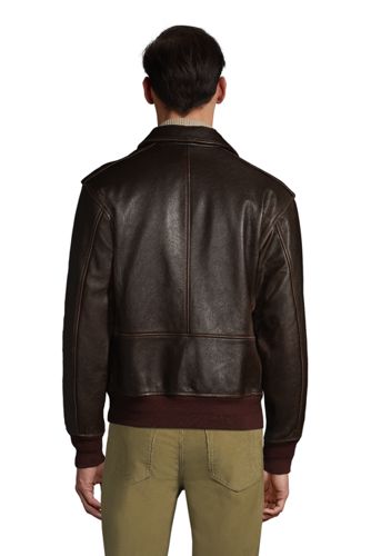 lands end leather bomber jacket