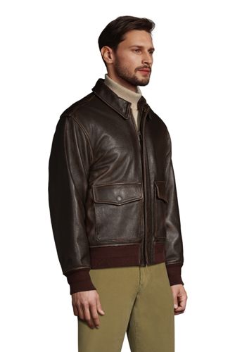 lands end leather bomber jacket