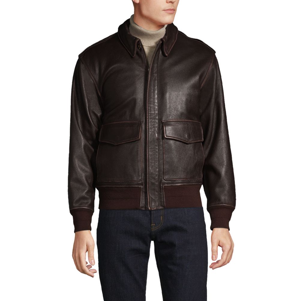 Men's Willis and Geiger Leather Bomber Jacket | Lands' End