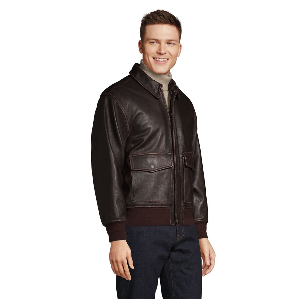 Men's Willis and Geiger Leather Bomber Jacket | Lands' End