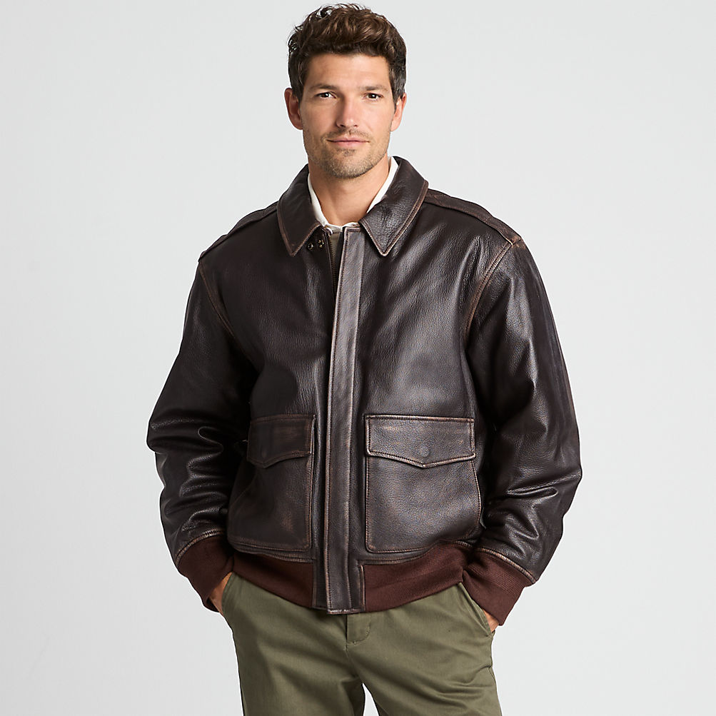 Willis and Geiger Leather Bomber Jacket | Lands' End Willis and Geiger Leather Bomber Jacket | Lands' End