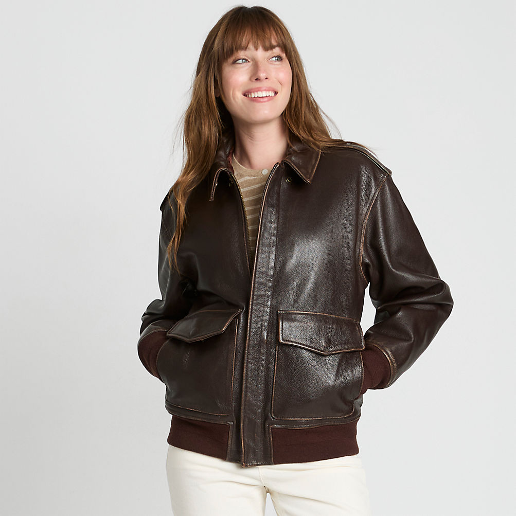 Willis and Geiger Leather Bomber Jacket | Lands' End Willis and Geiger Leather Bomber Jacket | Lands' End