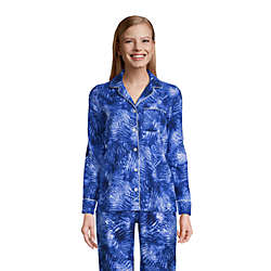 Women's Long Sleeve Print Flannel Pajama Top, Front