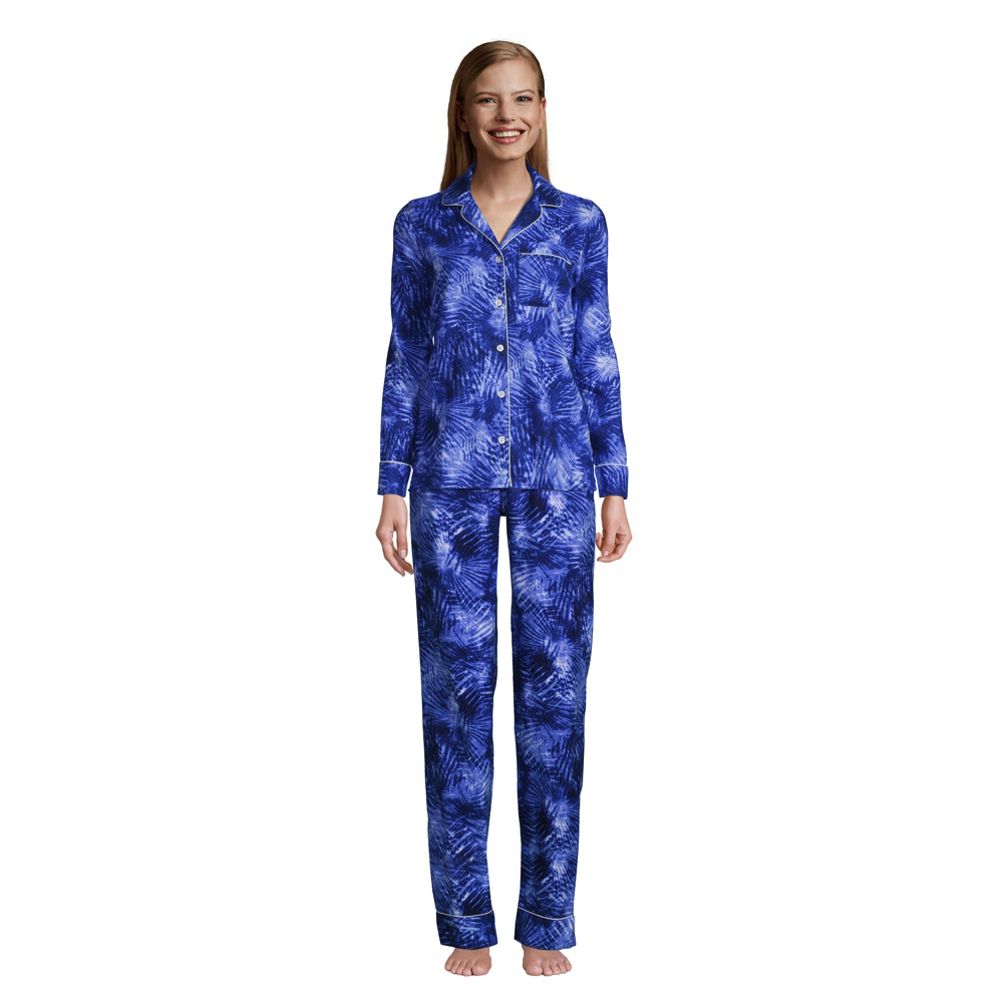 Lands' End Women's Plus Size Print Flannel Pajama Pants - 1x - Evening Blue  Starry Night Cow : Target