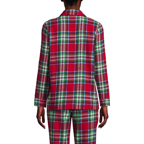  Lands' End Gemustertes Pyjamahemd Aus Reinem Baumwoll-flanell, Damen, Größe:36-38 Regular, Rot, Baumwolle, By Lands' End 