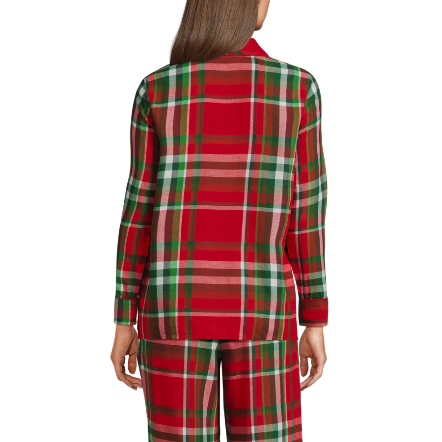 Women's Long Sleeve Print Flannel Pajama Top view 1