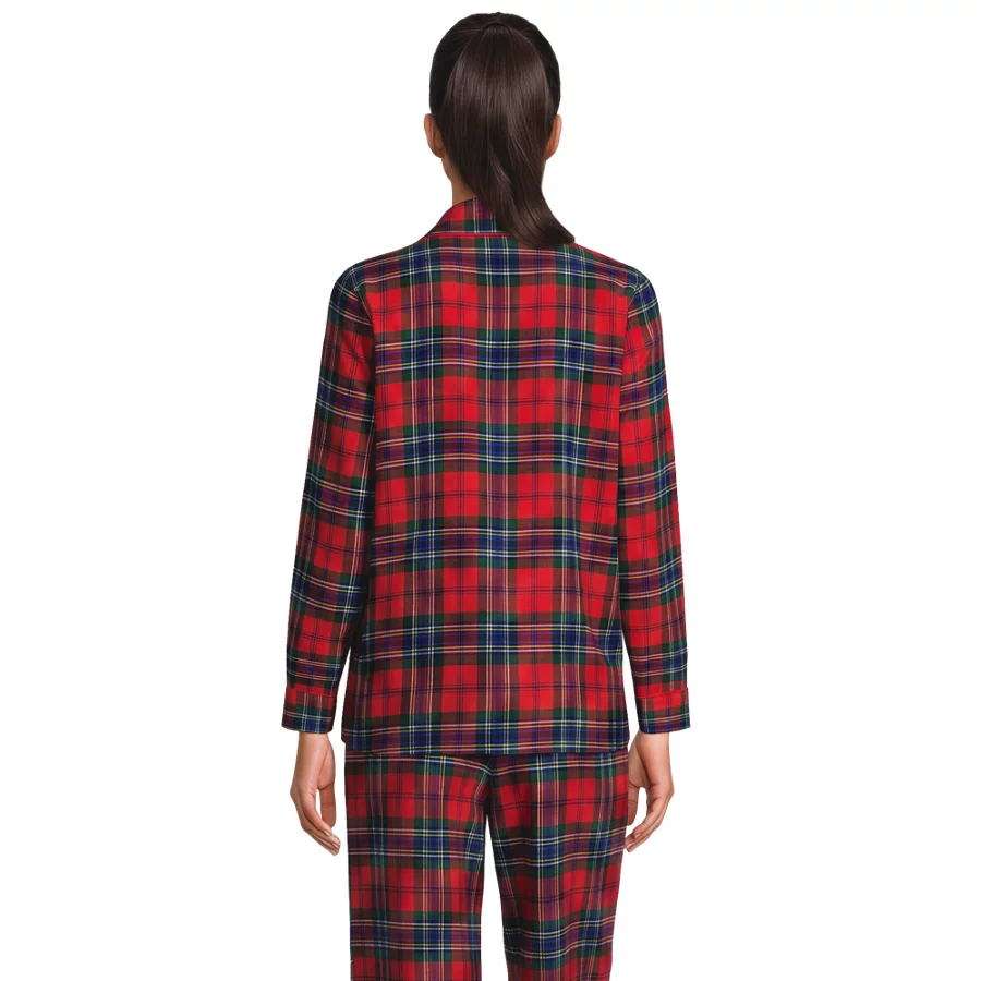 Women's Long Sleeve Print Flannel Pajama Top view 1