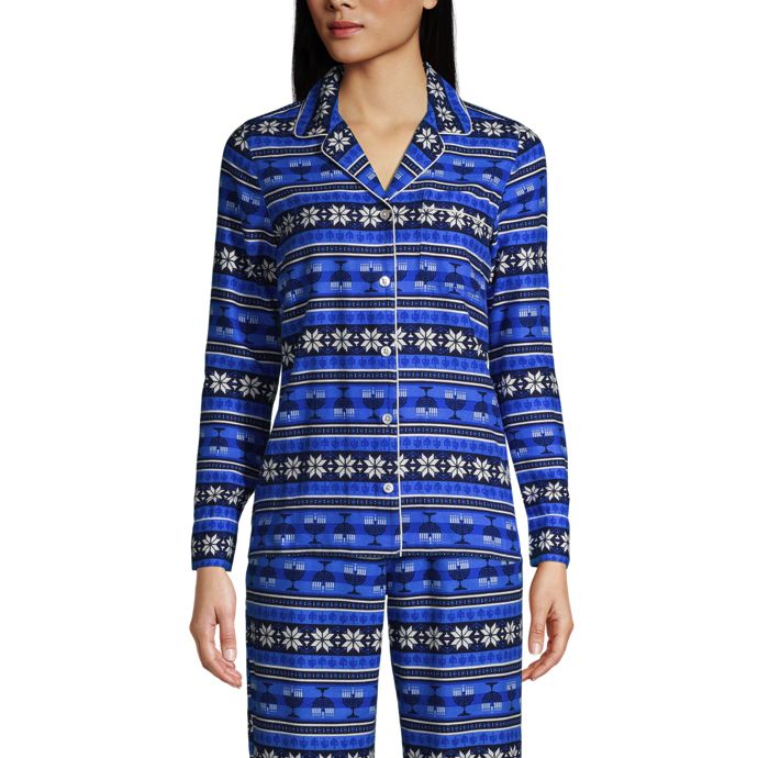 Women's Long Sleeve Print Flannel Pajama Top