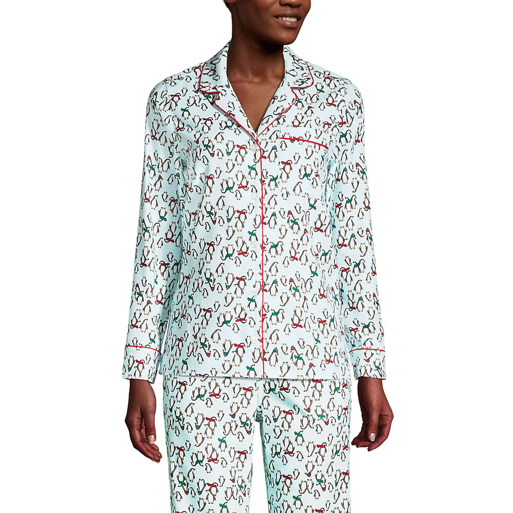 Women's Long Sleeve Print Flannel Pajama Top | Lands' End