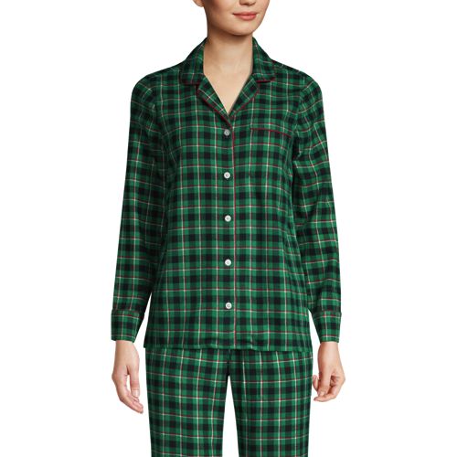 Gemustertes Flanell-Pyjamahemd für Damen in Normalgröße