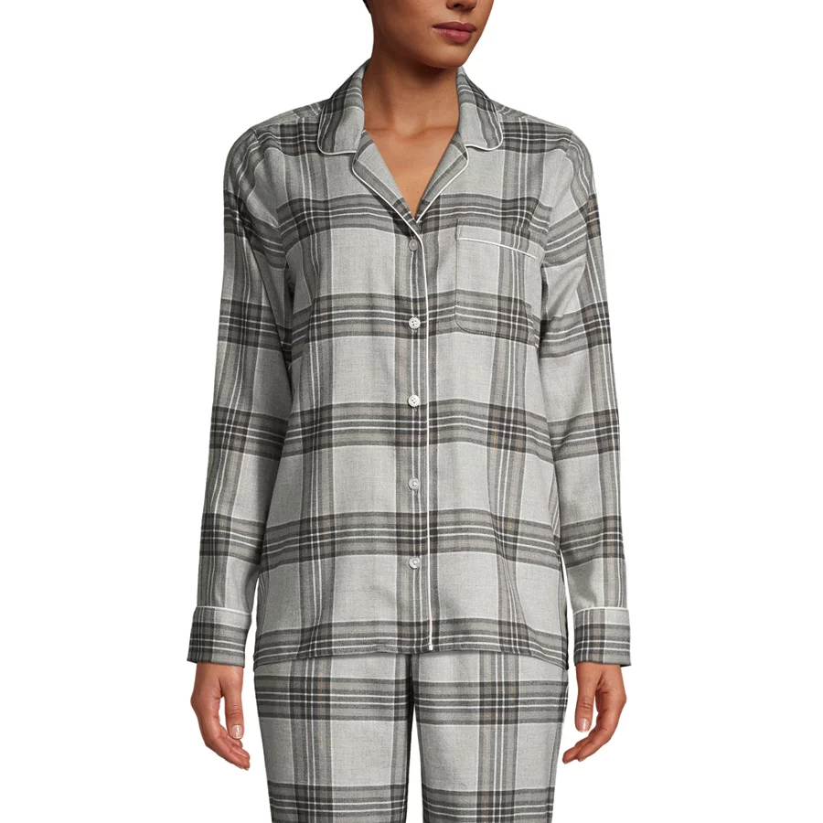 Women's Long Sleeve Print Flannel Pajama Top view 2