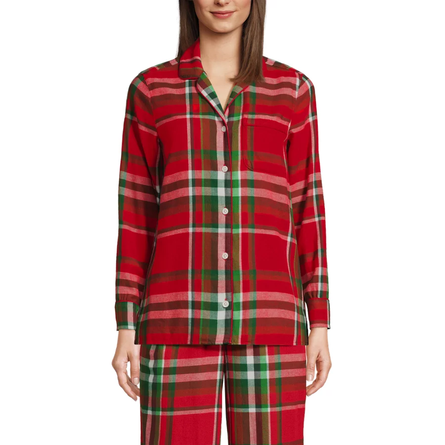 Women's Long Sleeve Print Flannel Pajama Top view 2