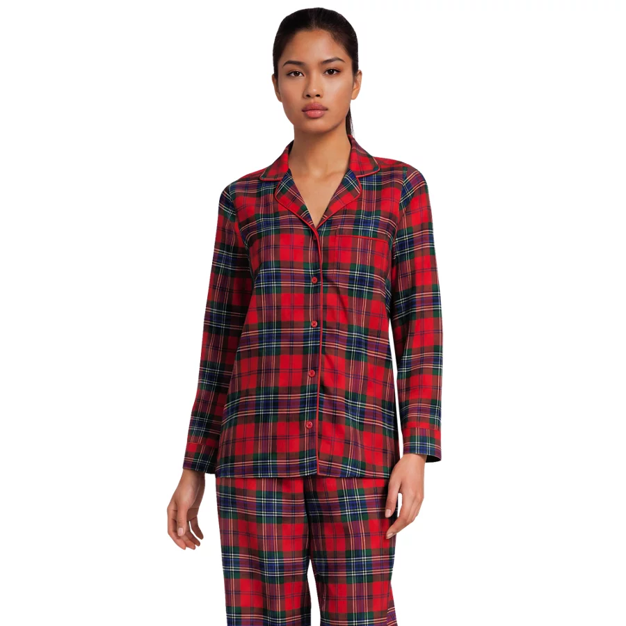 Women's Long Sleeve Print Flannel Pajama Top view 2