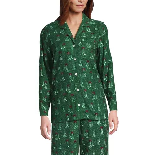 Women's Long Sleeve Print Flannel Pajama Top