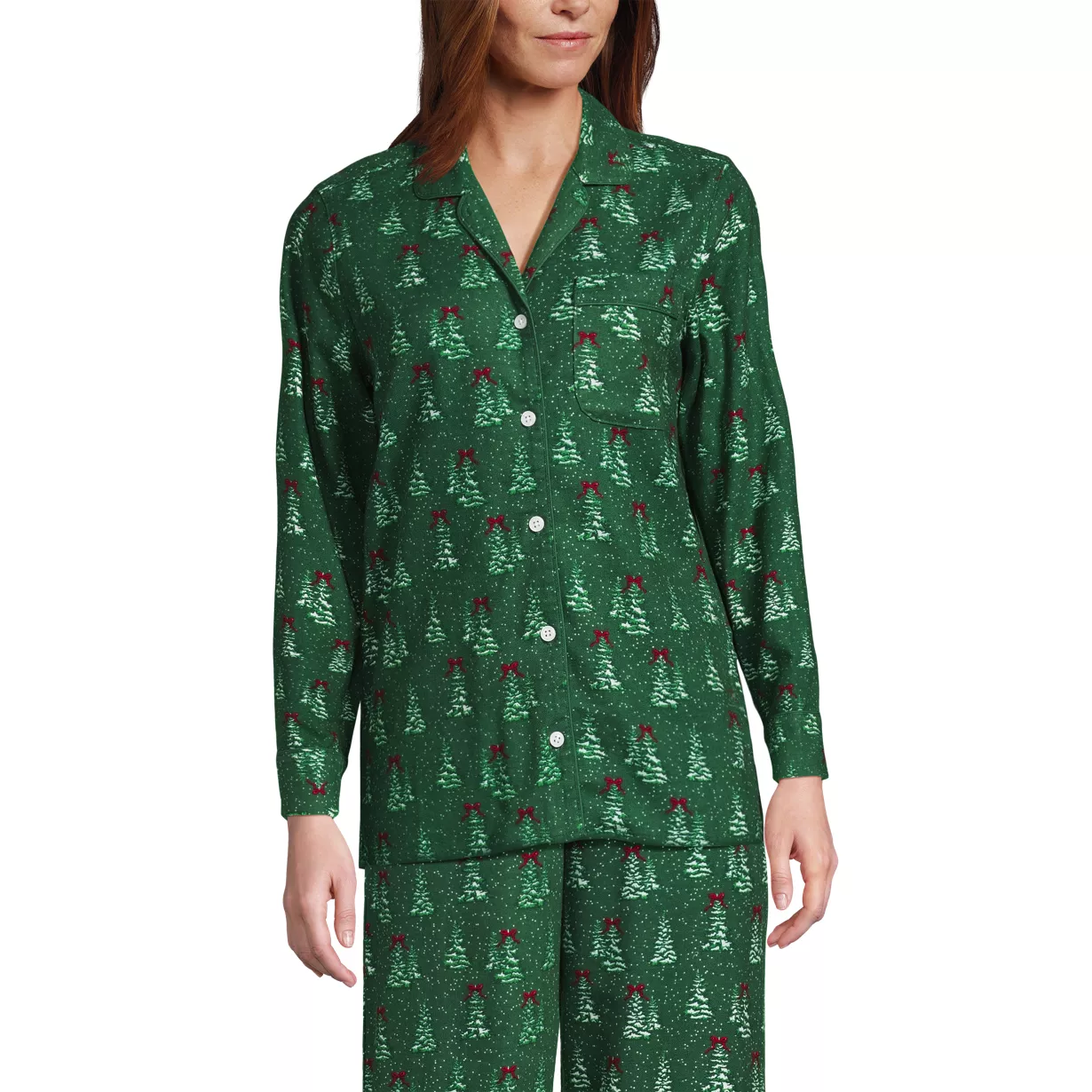 Women's Long Sleeve Print Flannel Pajama Top