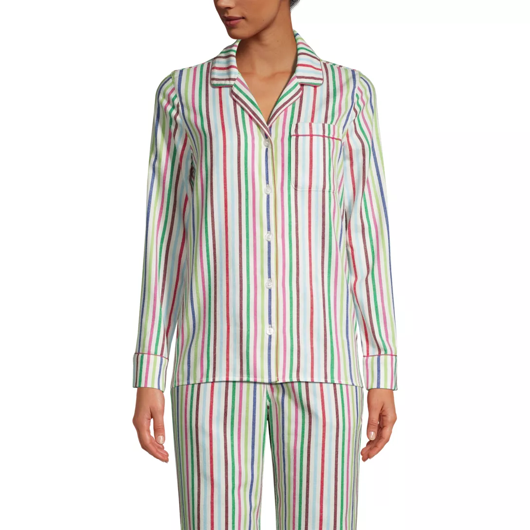 Women's Long Sleeve Print Flannel Pajama Top