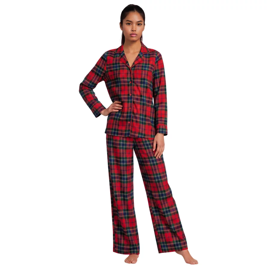 Women's Long Sleeve Print Flannel Pajama Top view 3