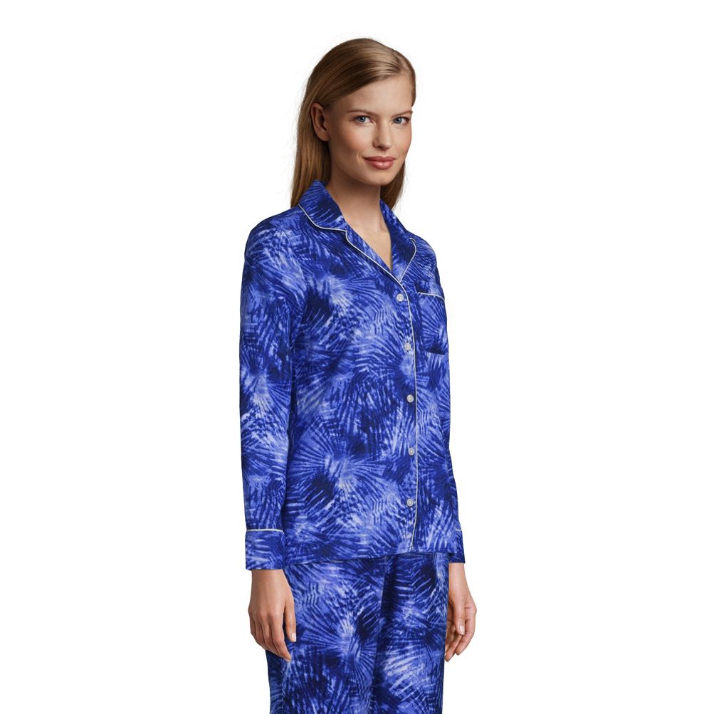 Lands' End Women's Cozy 2 Piece Pajama Set - Long Sleeve Top And