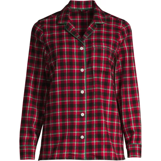 Women's Long Sleeve Print Flannel Pajama Top - primary