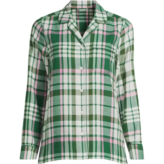 Women's Long Sleeve Print Flannel Pajama Top - primary