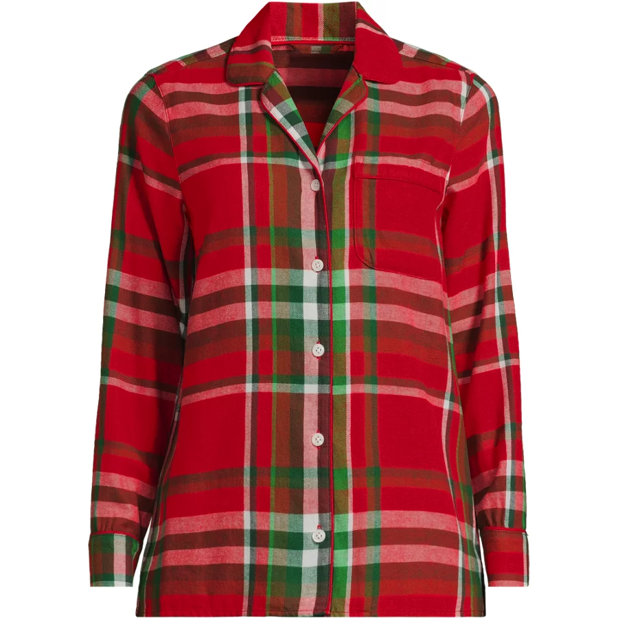 Women's Long Sleeve Print Flannel Pajama Top view 3