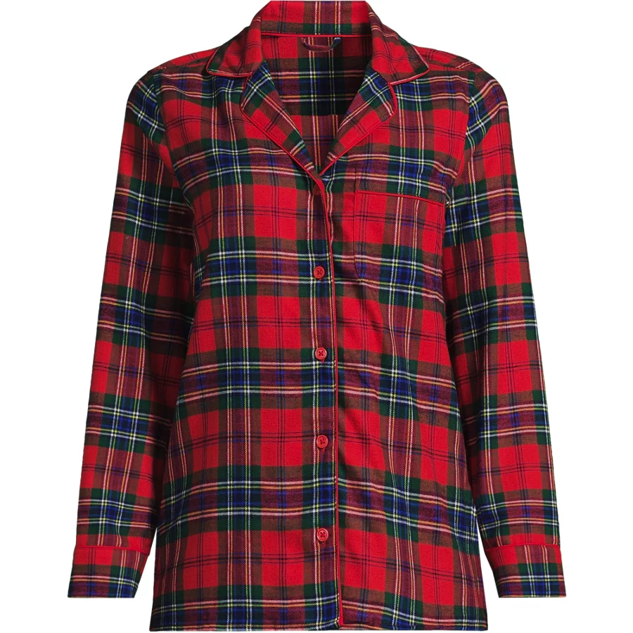Women's Long Sleeve Print Flannel Pajama Top view 4