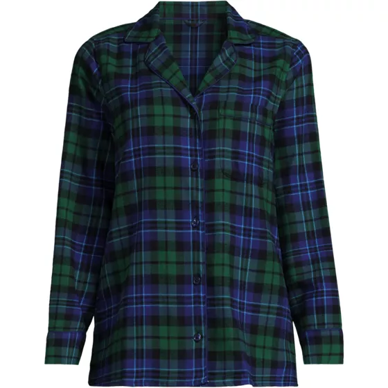 Women's Plus Size Long Sleeve Print Flannel Pajama Top - primary