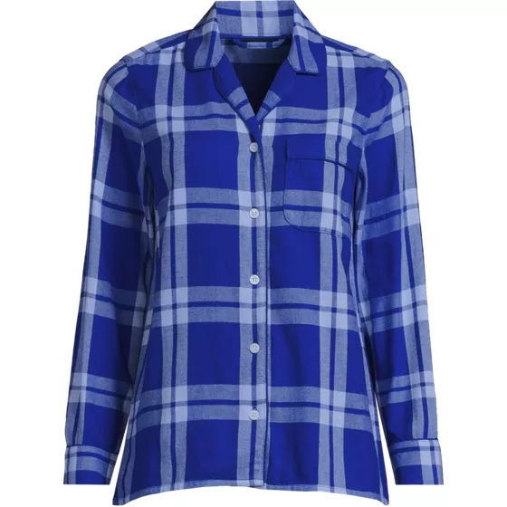 Women's Long Sleeve Print Flannel Pajama Top - primary