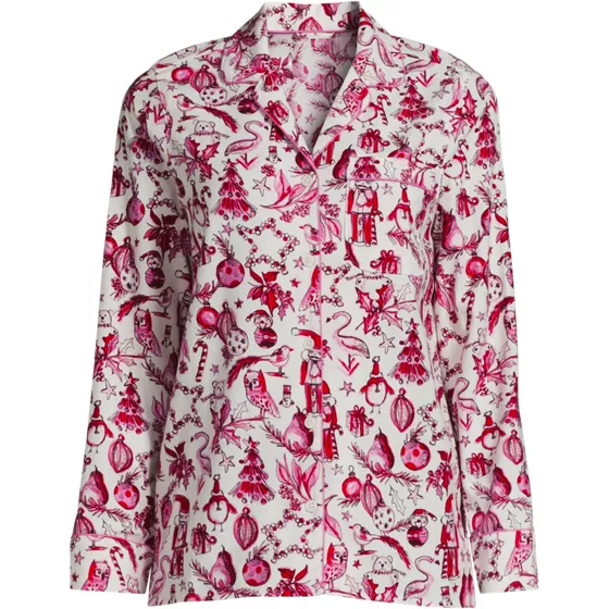 Women's Long Sleeve Print Flannel Pajama Top - primary